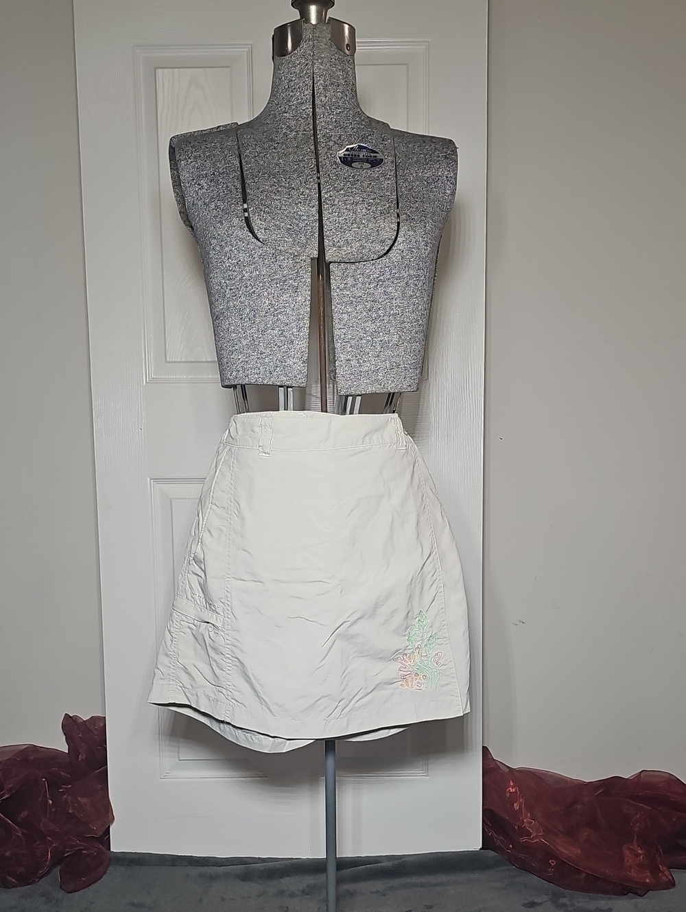 Columbia Wrap Skort Beige Pockets Skirt Shorts Embroidered Active Wear Size S